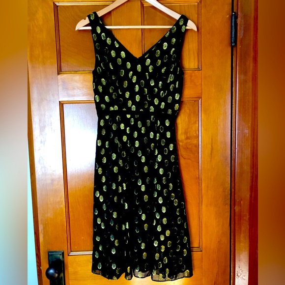 Boden Spotty Gold and Black Dress, Size 2R - Picture 2 of 3